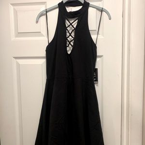 Express cross-front black dress